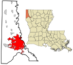 Caddo Parish Louisiana incorporated and unincorporated areas Shreveport highlighted